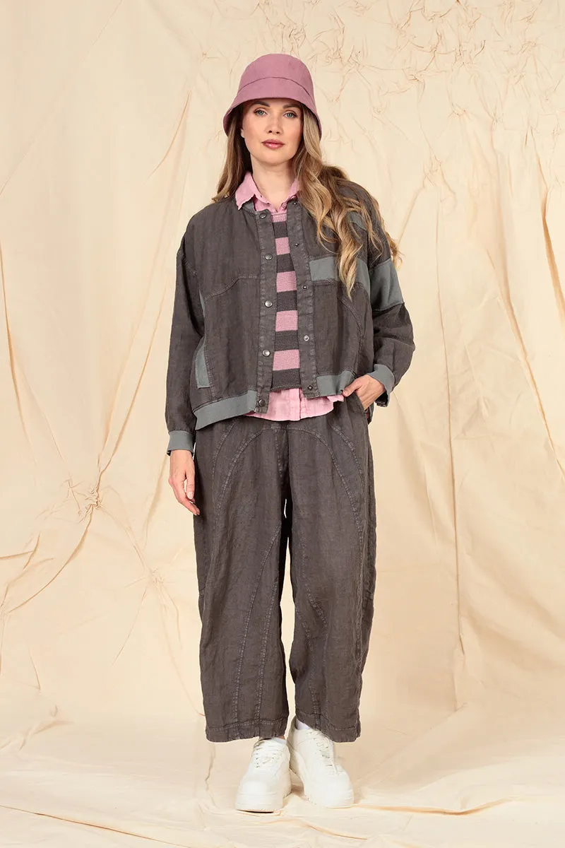 Truffle Off-Dye Linen Bomber Jacket