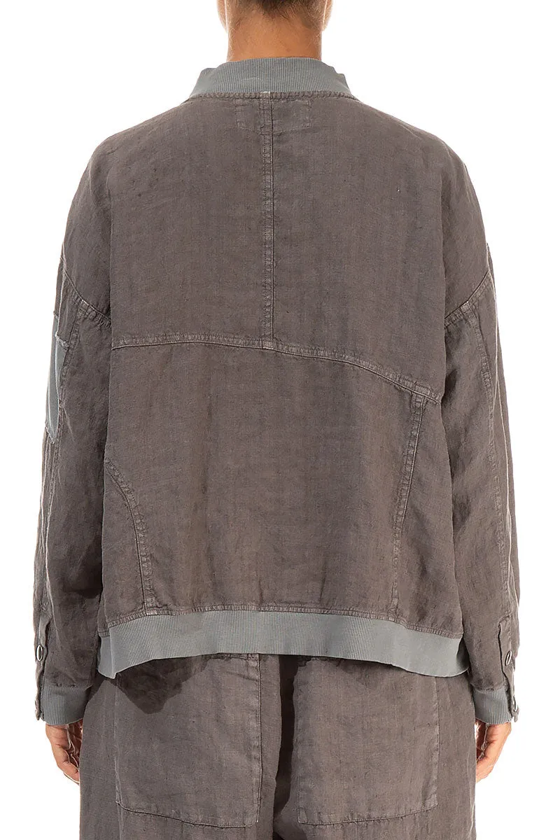 Truffle Off-Dye Linen Bomber Jacket