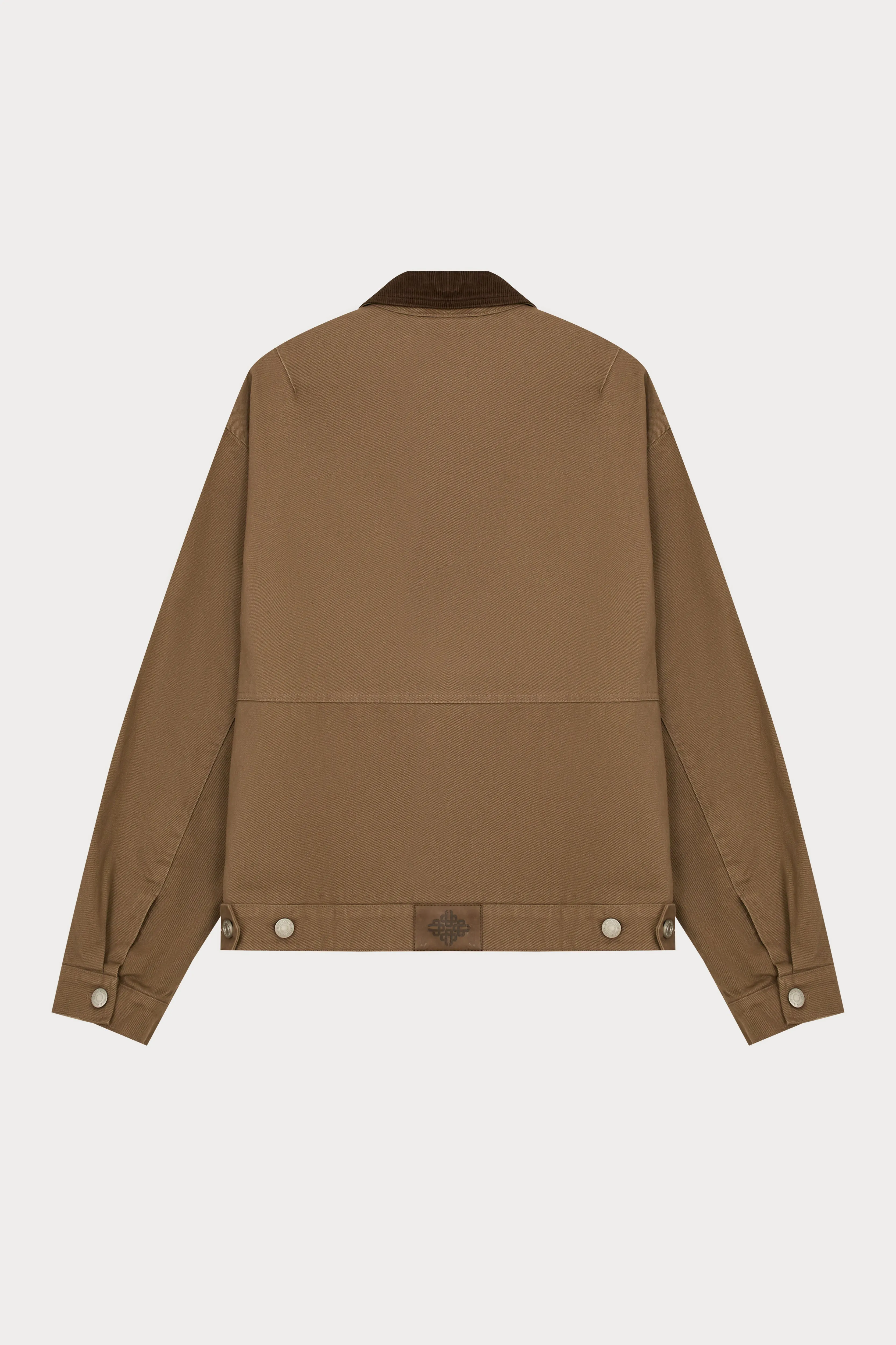 TWILL CONTRAST COLLAR JACKET - WASHED BROWN