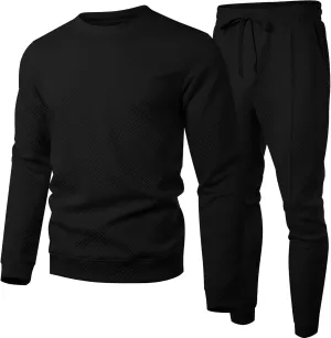 UOUA Men's 2 Piece Sweat Suits Set Long Sleeve Sweatshirt Jogging Sweatpants Tracksuits Outfits