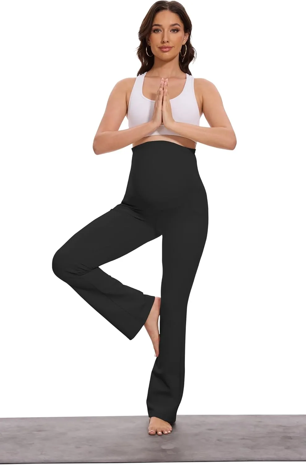 VIMPEP 27"/29"/31" Flare Maternity Yoga Pants Over The Belly Pregnancy Bootcut Strethcy Leggings with Pockets C201