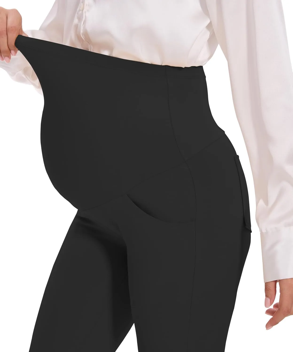 VIMPEP 27"/29"/31" Flare Maternity Yoga Pants Over The Belly Pregnancy Bootcut Strethcy Leggings with Pockets C201