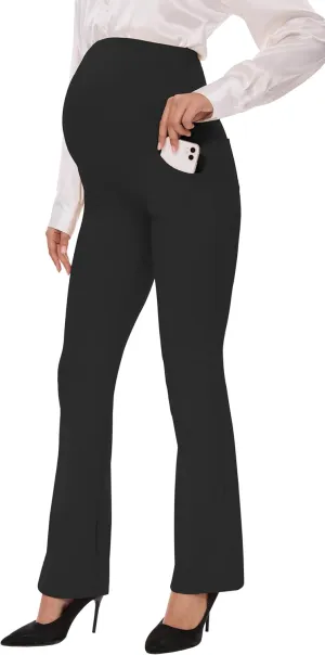 VIMPEP 27"/29"/31" Flare Maternity Yoga Pants Over The Belly Pregnancy Bootcut Strethcy Leggings with Pockets C201