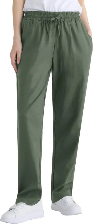 Weintee Women's Wide Leg Linen Pants with Pockets