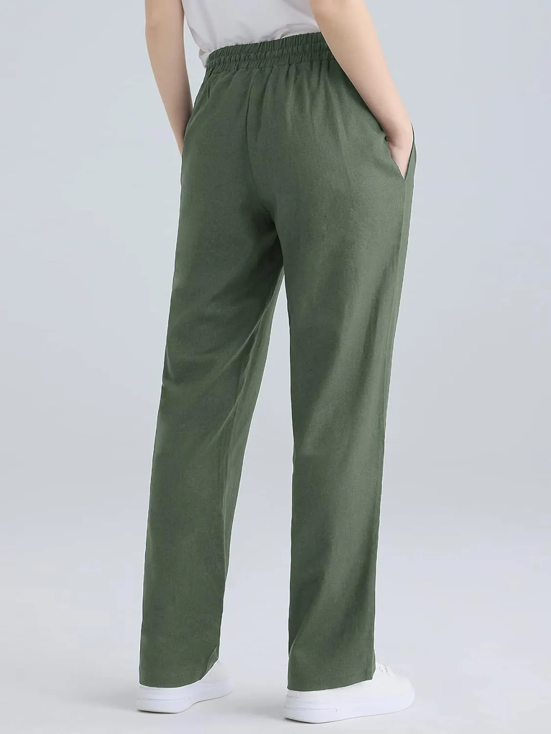 Weintee Women's Wide Leg Linen Pants with Pockets