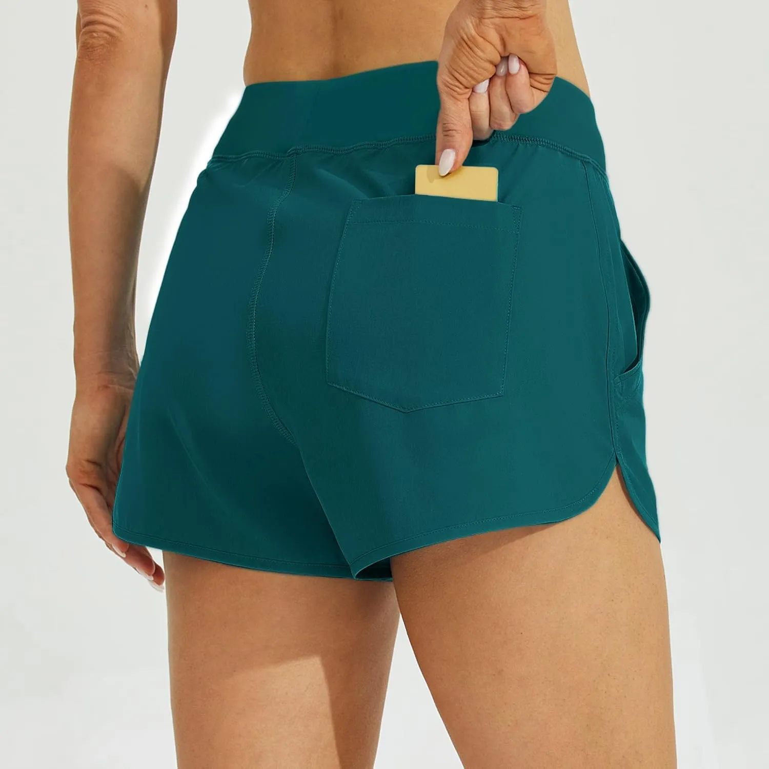 Willit Women's 3" Swim Board Shorts Swimming Bottoms with Brief Liner Quick Dry UPF 50 
