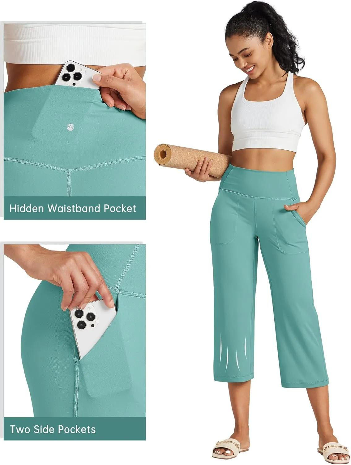 Willit Women's Yoga Capris Pants High Waist Leggings Athletic Exercise Workout Crop Capris Quick Dry 23"
