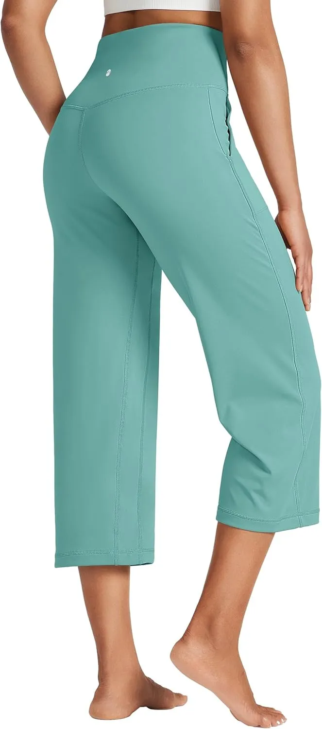 Willit Women's Yoga Capris Pants High Waist Leggings Athletic Exercise Workout Crop Capris Quick Dry 23"