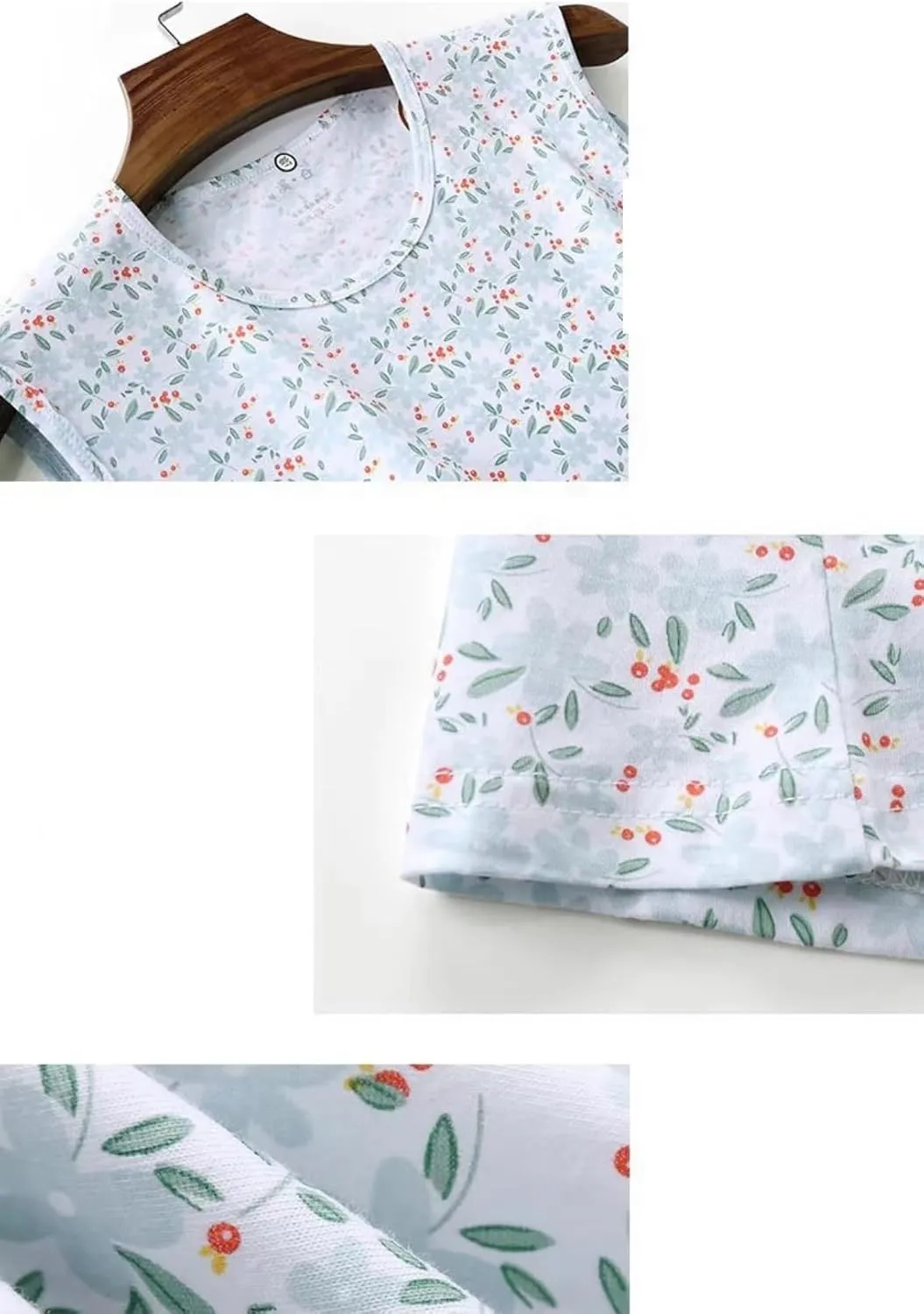 Women's Cotton Loose Floral Tank Sleeveless Tops Workout Plus Size Crew Neck Camisole for Middle Elderly Women Pack of 3