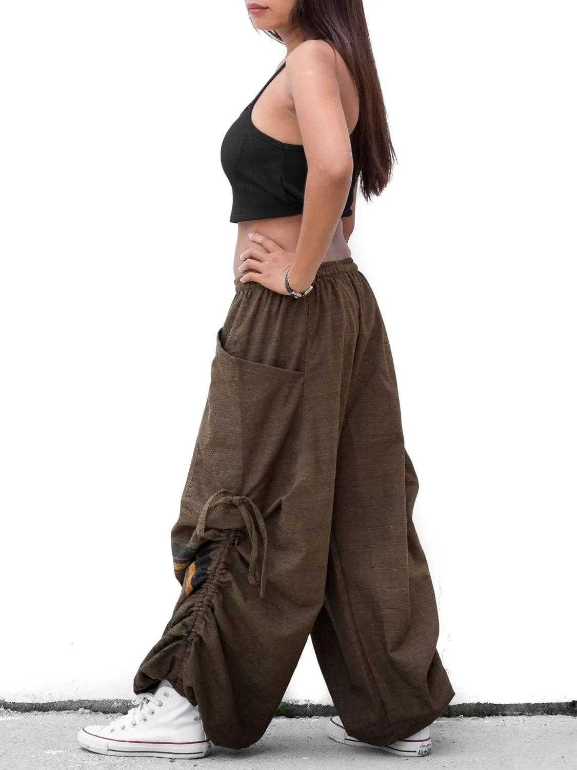 Women's Harem Cotton Pants Loose Fit Yoga Spiral Print Pants with Pockets