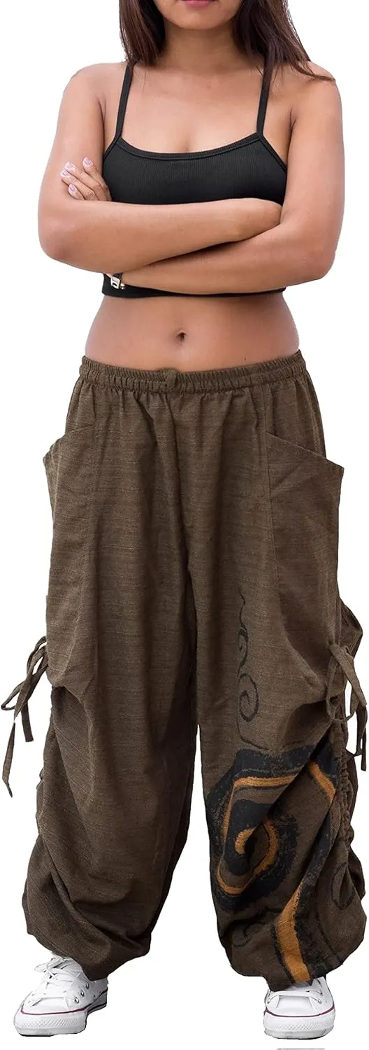 Women's Harem Cotton Pants Loose Fit Yoga Spiral Print Pants with Pockets