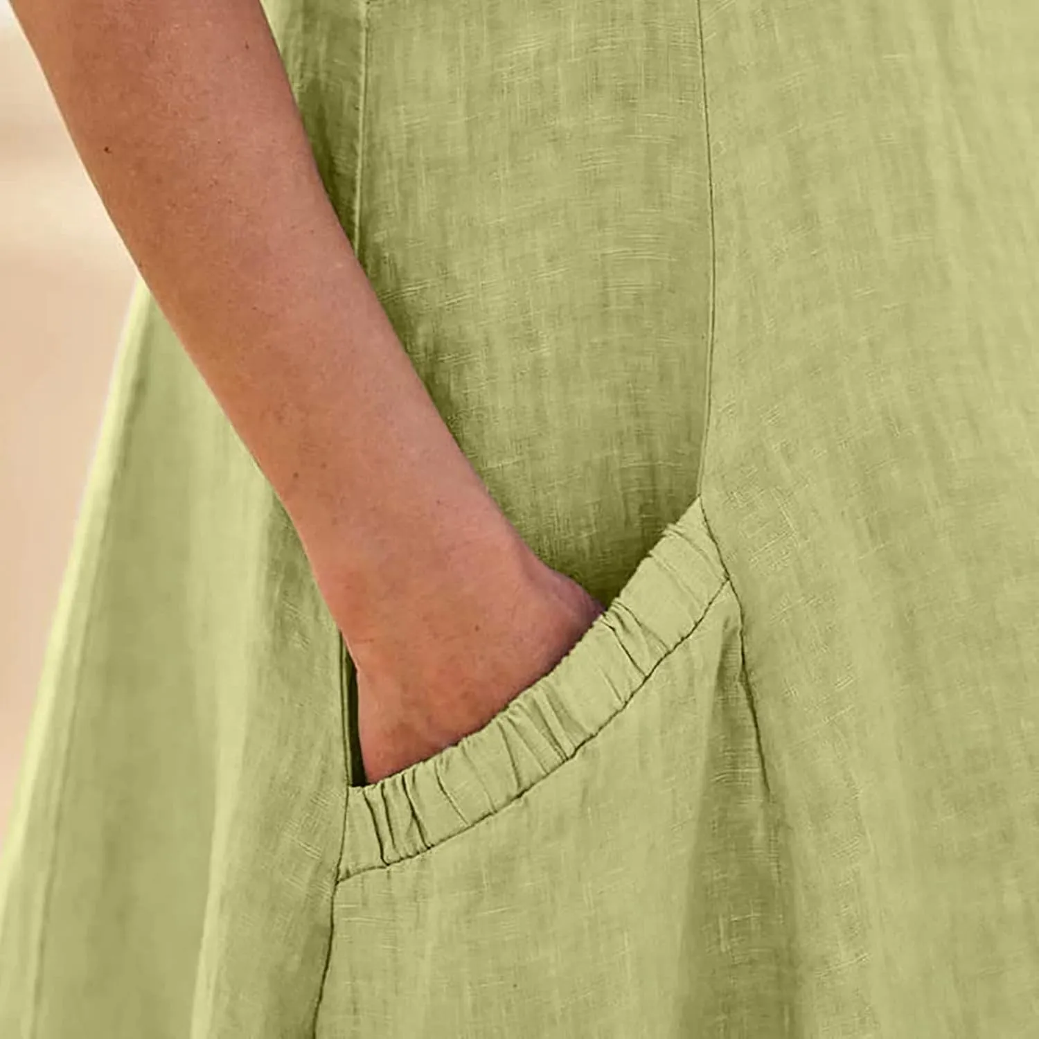 Womens Maxi Dresses Summer Casual Print Boho Cotton Linen Sundress with Pockets Loose Flowy Swing Vacation Long Dress