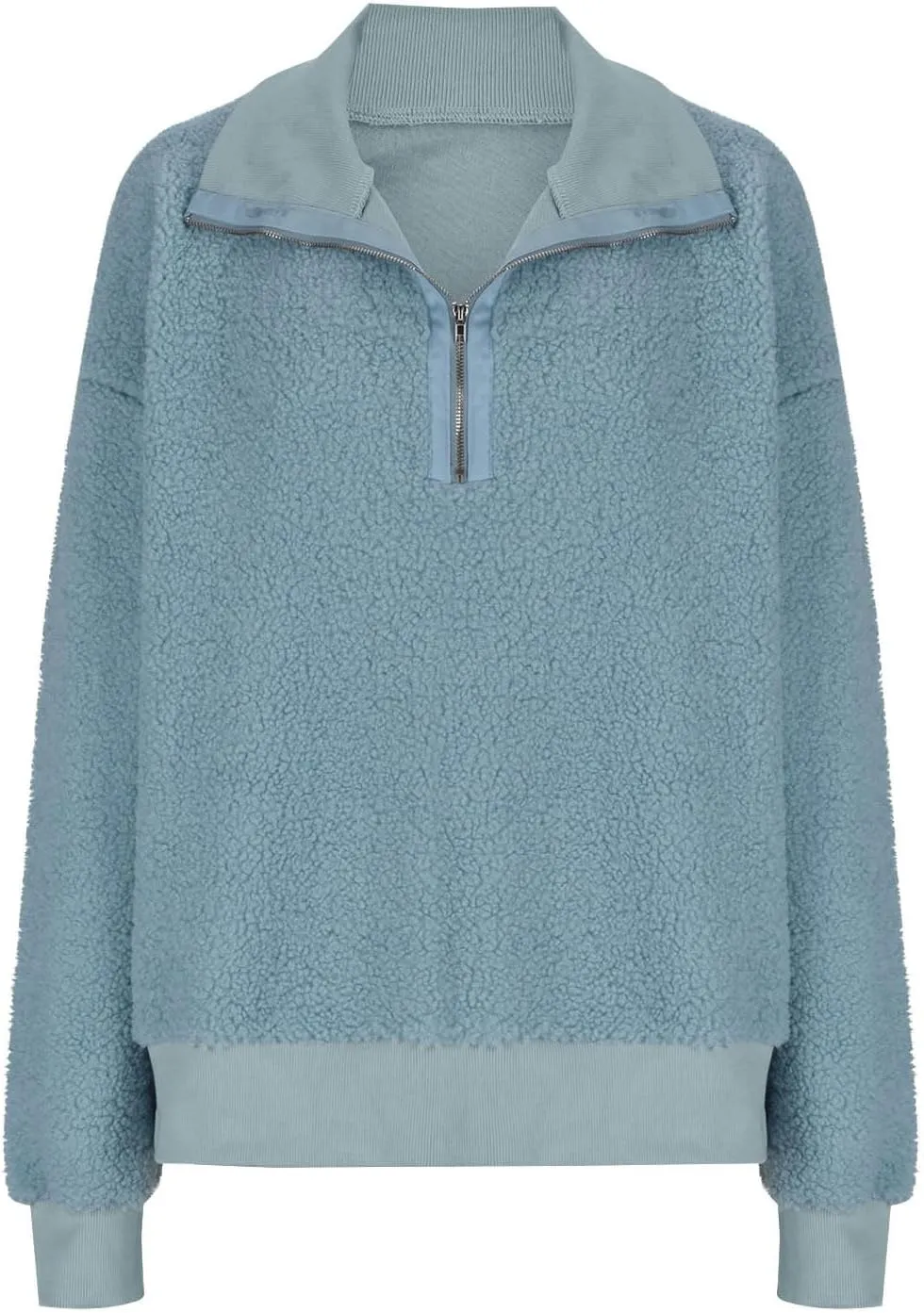 Womens Sherpa Hoodies Quarter Zip Up Fuzzy Fleece Pullover Top Casual Loose Fluffy Sweatshirts Warm Winter Clothes