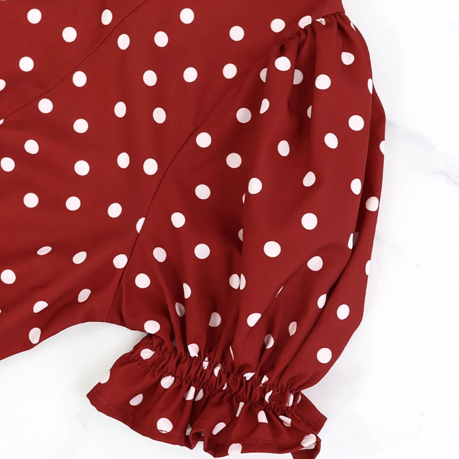 Women's Summer Casual Boho Dress Polka Dot Print Square Neck Ruffle Puff Short Sleeve Flowy Maxi Beach Party Dresses