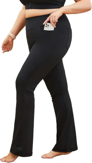 YOHOYOHA Plus Size Dress Yoga Pants High Waisted Stretch Bootcut Flared Leg Pants for Workout Work