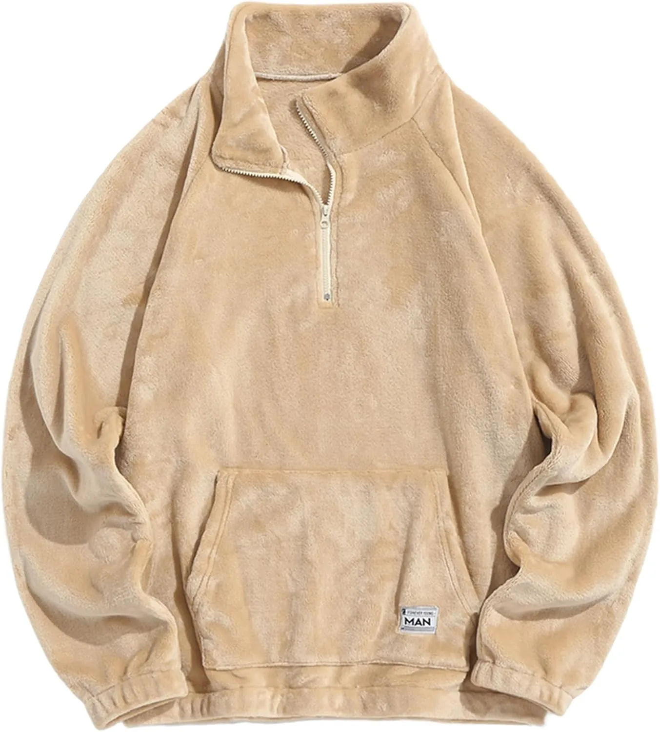 ZAFUL Mens 1/4 Zipper Fleece Sherpa Pullover Sweatshirt Ethnic Aztec Printed Kangaroo Pocket Fall Winter Unisex Hoodie Tops